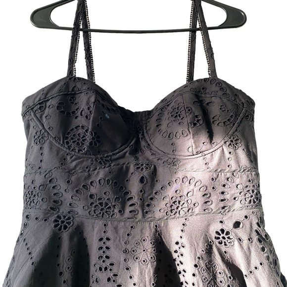 Zara Openwork Embroided Black Dress L - Picture 3 of 5